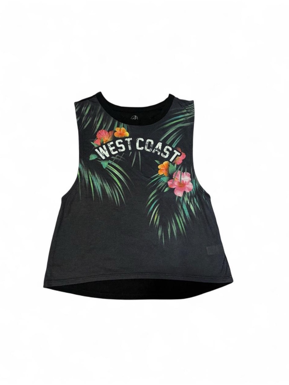 Y2K Decree Black West Coast Tropical Print Tank Top Size XS